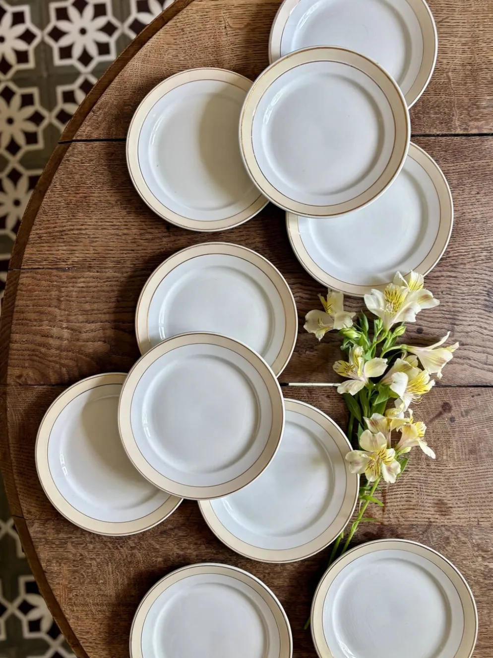 Lot de 10 assiettes à dessert anciennes - Auteuil de Lunéville