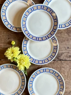 Lot de 6 assiettes à dessert anciennes - Robinson de Badonvillier