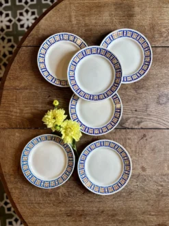 Lot de 6 assiettes à dessert anciennes - Robinson de Badonvillier