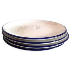 Lot de 4 assiettes à dessert bleu et blanc