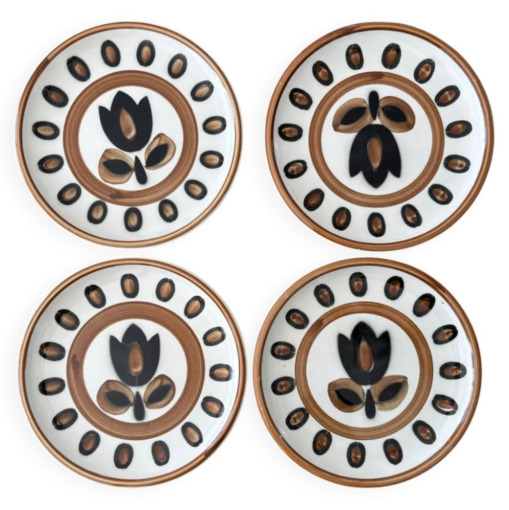 Lot de 4 assiettes à dessert boch La Louvière modèle kimono