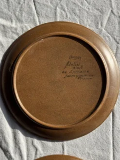 Lot de 4 assiettes à dessert brunes Sarreguemines Modèle Savoie D19.5