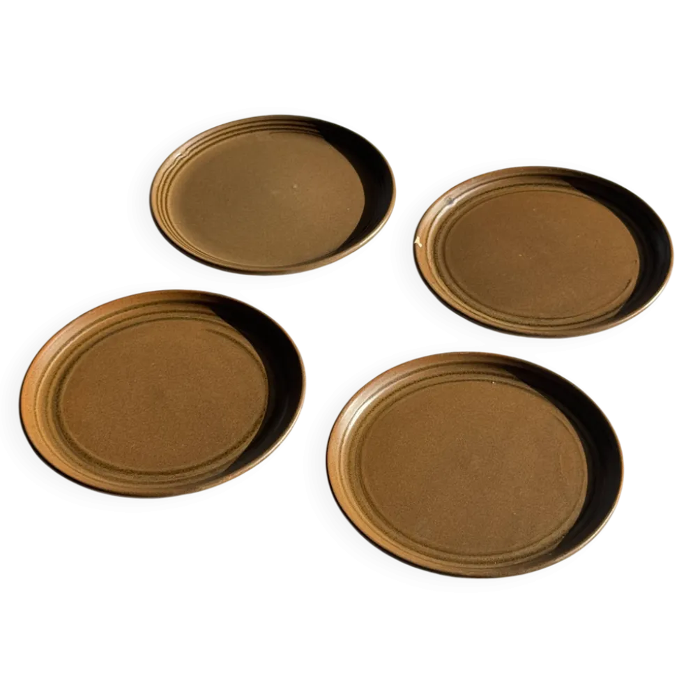 Lot de 4 assiettes à dessert brunes Sarreguemines Modèle Savoie D19.5