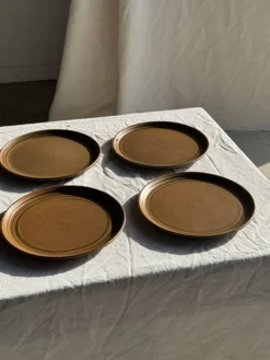 Lot de 4 assiettes à dessert brunes Sarreguemines Modèle Savoie D19.5