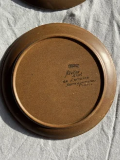 Lot de 4 assiettes à dessert brunes Sarreguemines Modèle Savoie D19.5