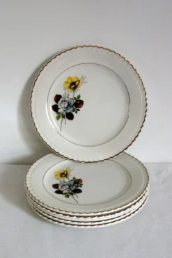 Lot de 6 assiettes à dessert Digoin modèle Veronese, années 50