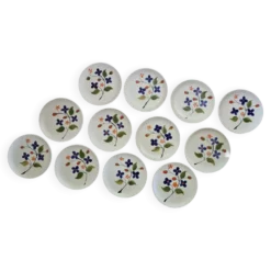 Lot de 12 assiettes à dessert en céramique de Poët Laval (Années 50)