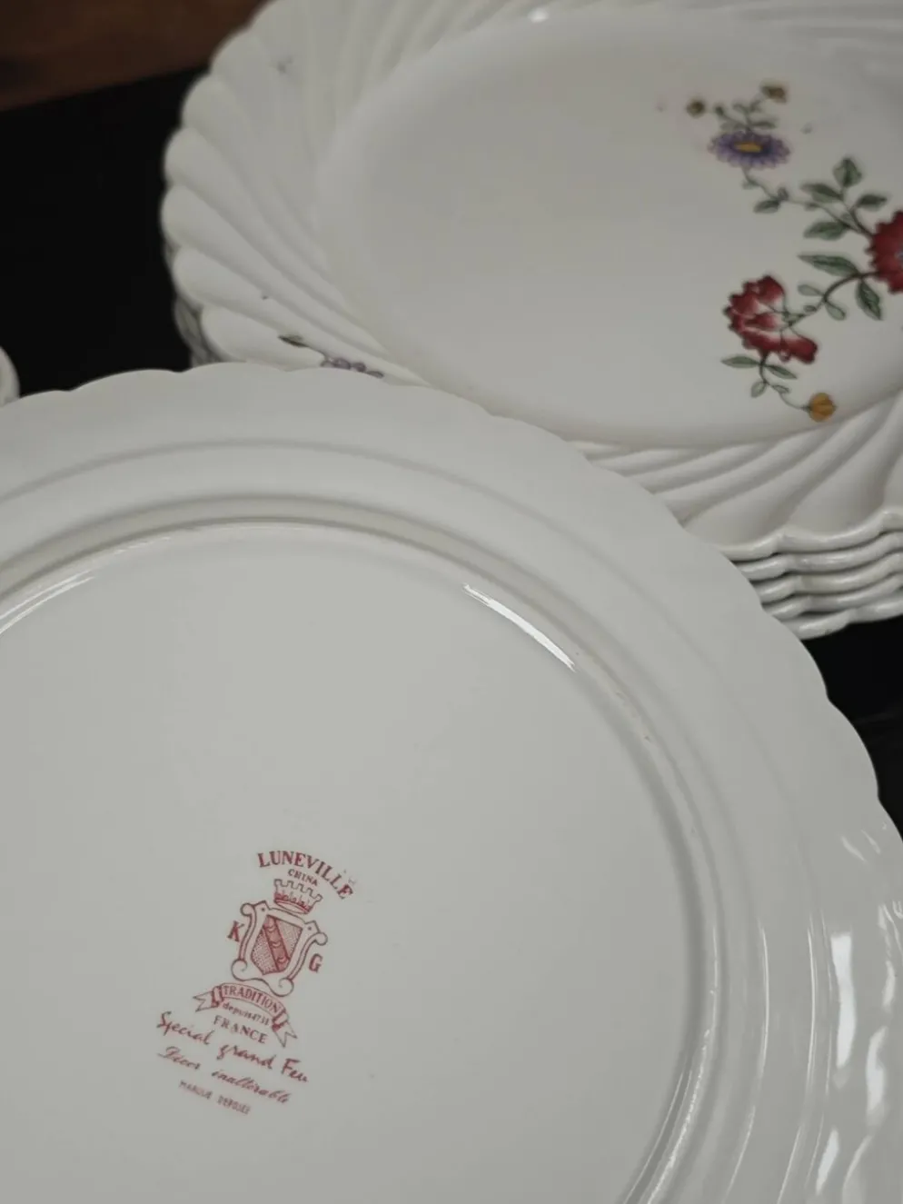 Lot de 6 assiettes à dessert KG Lunéville Service Fleurs des Indes