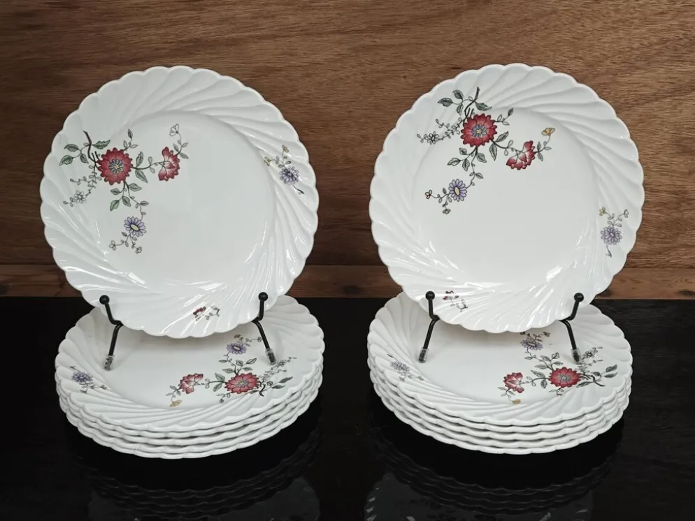 Lot de 6 assiettes à dessert KG Lunéville Service Fleurs des Indes