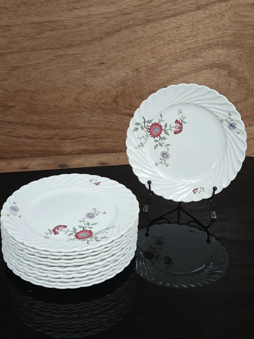 Lot de 6 assiettes à dessert KG Lunéville Service Fleurs des Indes