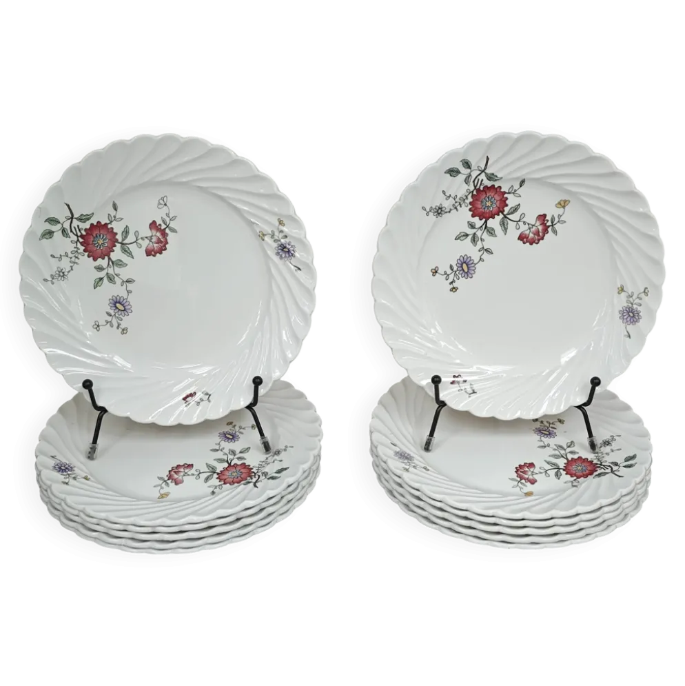 Lot de 6 assiettes à dessert KG Lunéville Service Fleurs des Indes