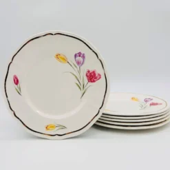Lot de 6 assiettes à dessert « Longchamp – France »