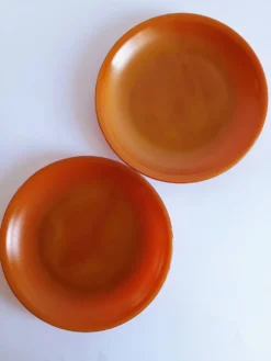 Lot de 2 assiettes à dessert marron opaline
