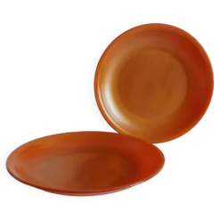 Lot de 2 assiettes à dessert marron opaline