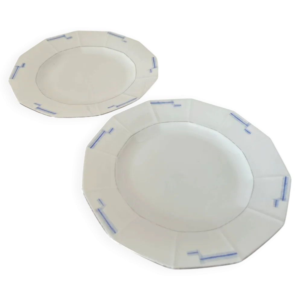 Lot de 2 assiettes à dessert porcelaine Art Deco