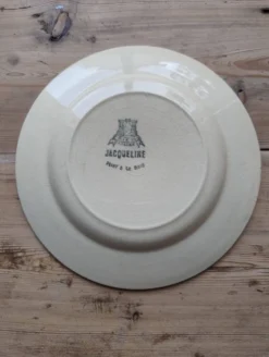 Lot de 7 assiettes à dessert vintage en faïence de Gien, modèle Jacqueline