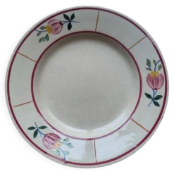 Lot de 7 assiettes à dessert vintage en faïence de Gien, modèle Jacqueline