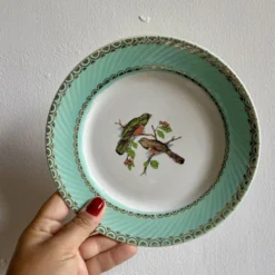 Lot de 8 assiettes à dessert vintage décors d'oiseaux