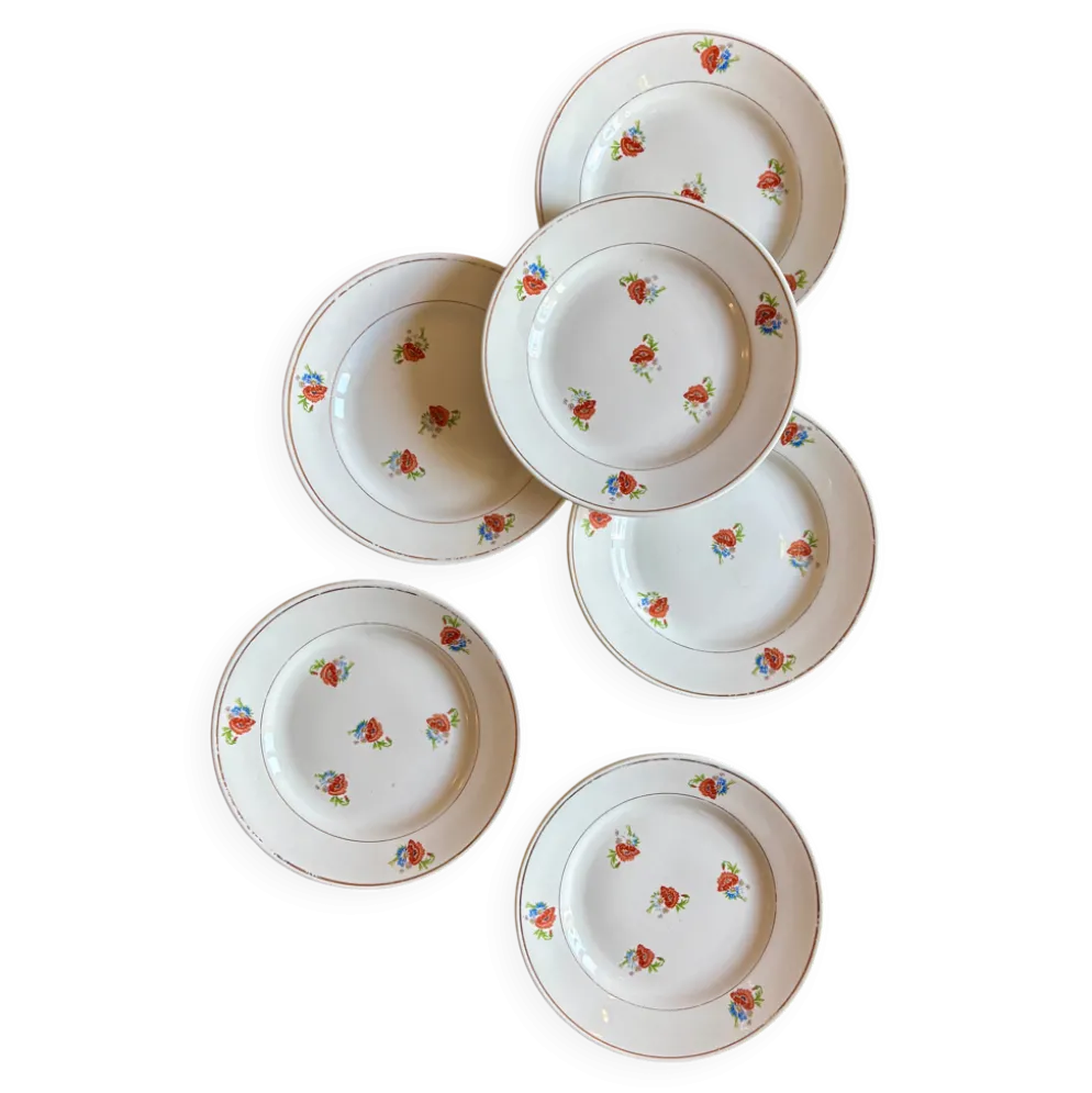 Lot de 6 assiettes à dessert vintage Moulin des Loups