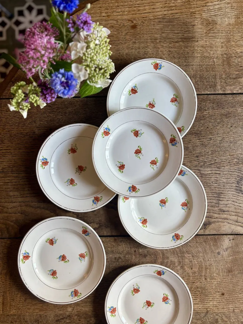 Lot de 6 assiettes à dessert vintage Moulin des Loups