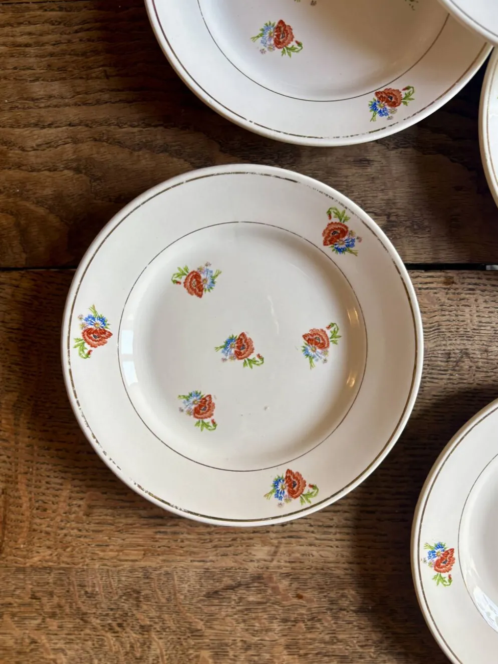 Lot de 6 assiettes à dessert vintage Moulin des Loups