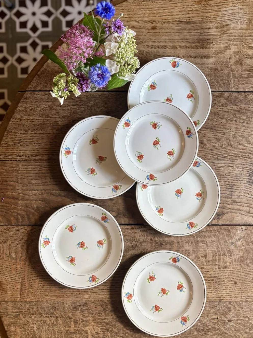 Lot de 6 assiettes à dessert vintage Moulin des Loups