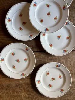 Lot de 6 assiettes à dessert vintage Moulin des Loups