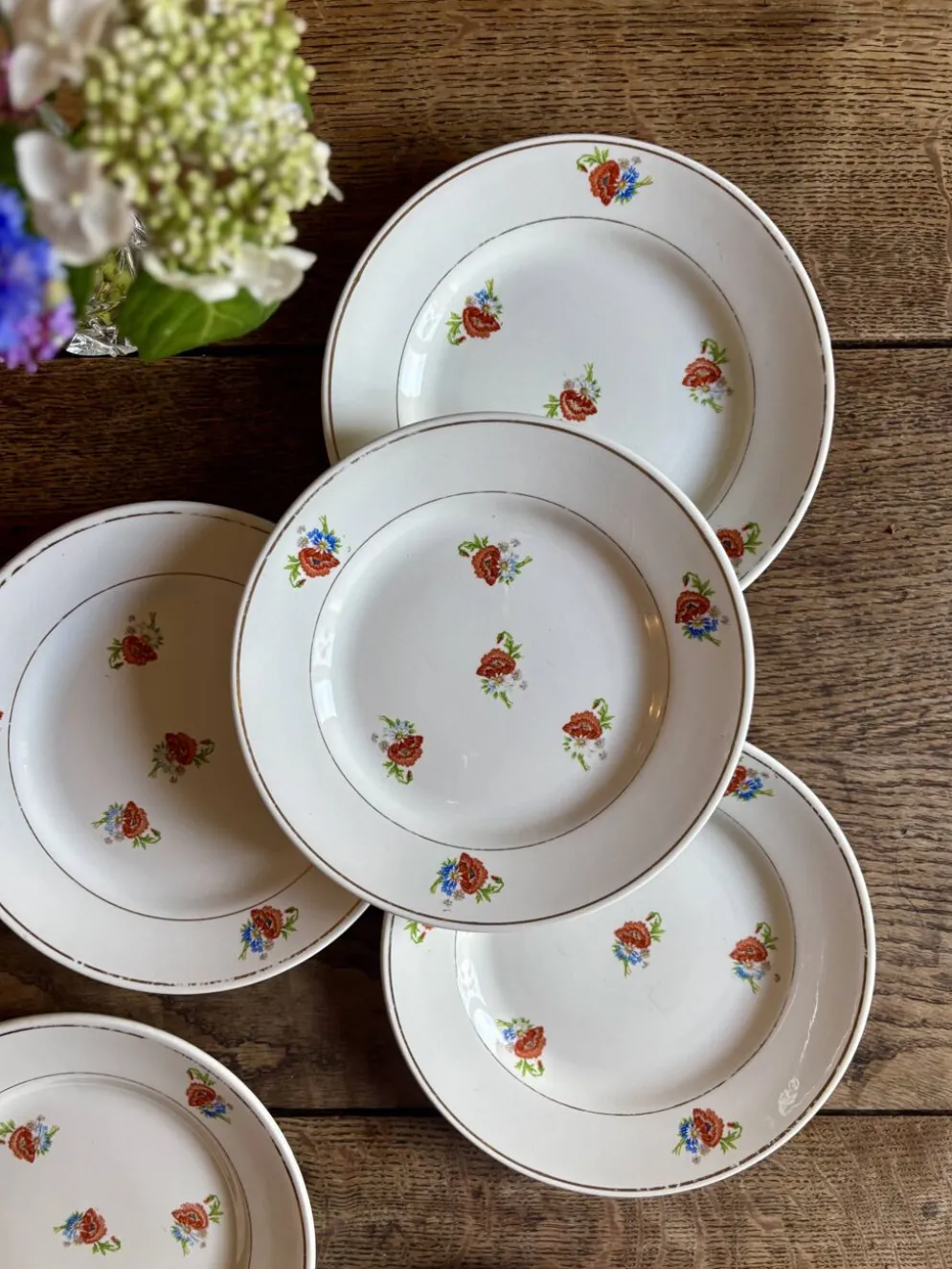 Lot de 6 assiettes à dessert vintage Moulin des Loups