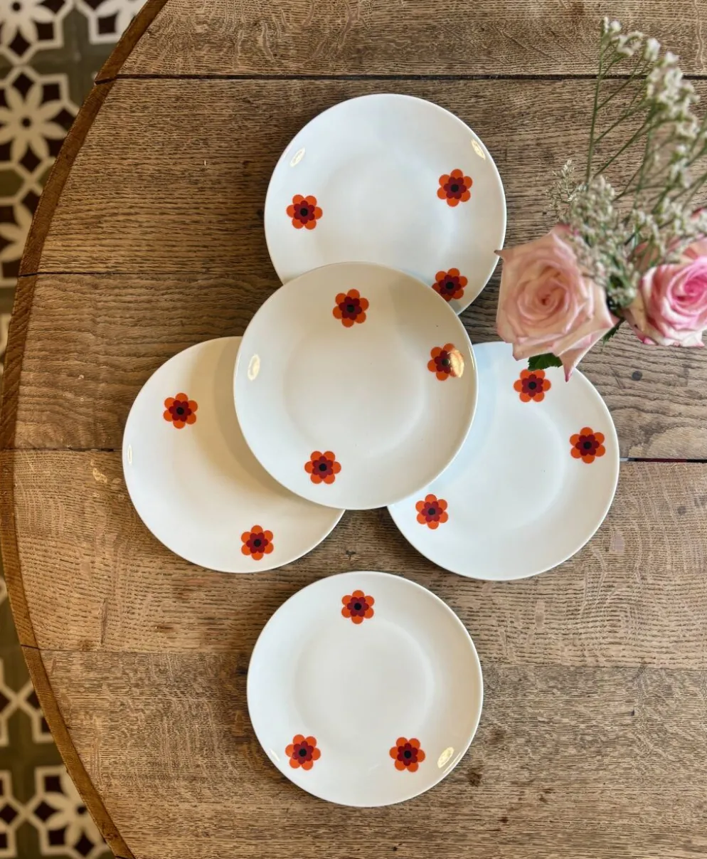 Lot de 5 assiettes à dessert vintage, Scherzer Bavaria
