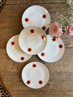 Lot de 5 assiettes à dessert vintage, Scherzer Bavaria