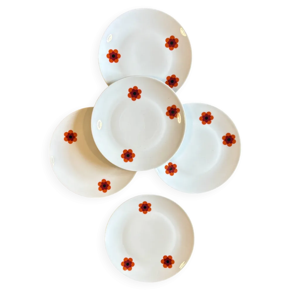Lot de 5 assiettes à dessert vintage, Scherzer Bavaria