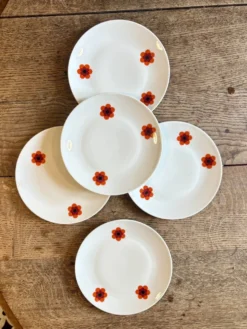 Lot de 5 assiettes à dessert vintage, Scherzer Bavaria
