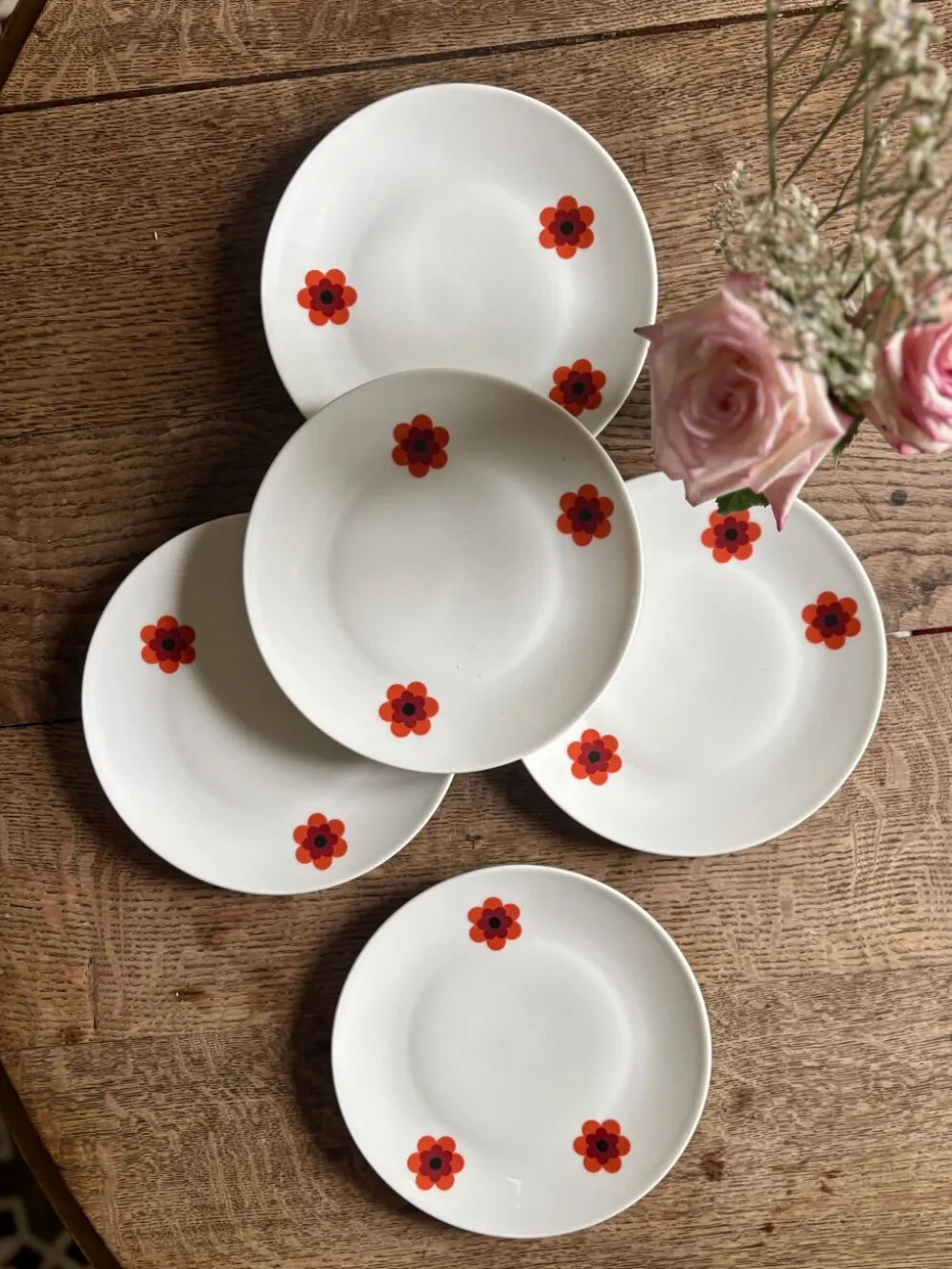 Lot de 5 assiettes à dessert vintage, Scherzer Bavaria