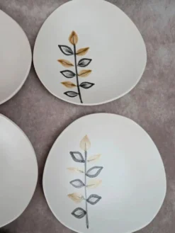 Lot de 11 assiettes à dessert vintage Niderviller – années 70 – style Capron Vallauris