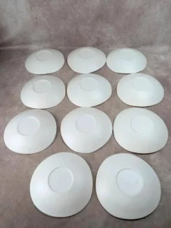 Lot de 11 assiettes à dessert vintage Niderviller – années 70 – style Capron Vallauris