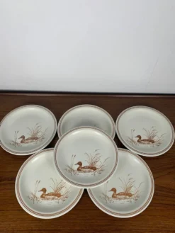 Lot de 6 Assiettes à dessert Vintage Churchill England – Motif Canard