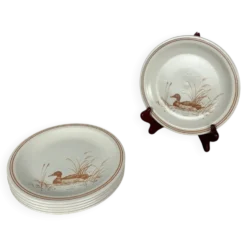Lot de 6 Assiettes à dessert Vintage Churchill England – Motif Canard