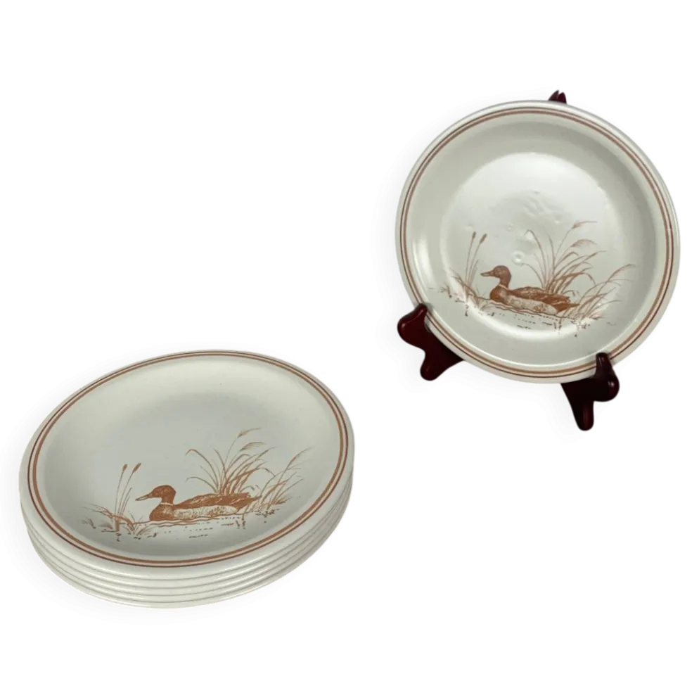 Lot de 6 Assiettes à dessert Vintage Churchill England – Motif Canard
