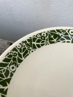 Lot de 10 assiettes en céramique à décor de feuillage vert