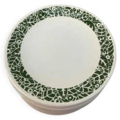Lot de 10 assiettes en céramique à décor de feuillage vert