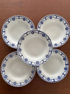 Lot de 5 assiettes en faïence ancienne Céranord St Amand - Made in France