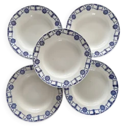 Lot de 5 assiettes en faïence ancienne Céranord St Amand - Made in France
