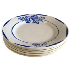 Lot de 6 assiettes en faïence vintage - années 1940-1950