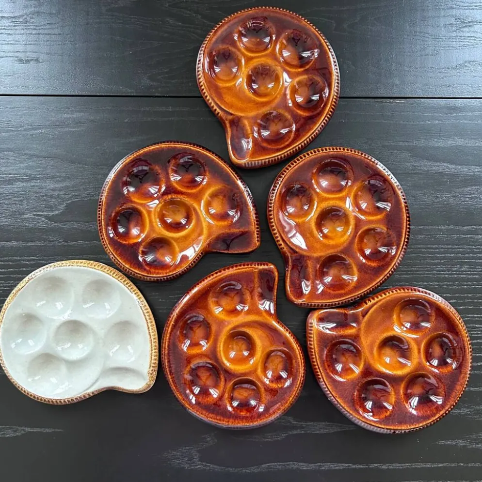 Lot de 6 assiettes à escargots