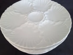 Lot de 6 assiettes à huitres en porcelaine blanche Bareuther Bavaria