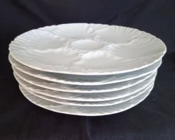 Lot de 6 assiettes à huitres en porcelaine blanche Bareuther Bavaria