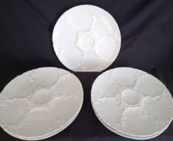 Lot de 6 assiettes à huitres en porcelaine blanche Bareuther Bavaria