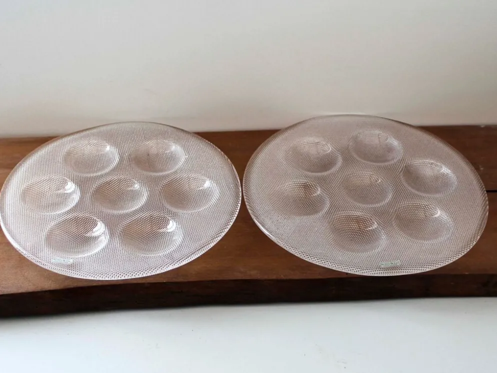 Lot de 2 assiettes à huitres Kosta Boda Sweden