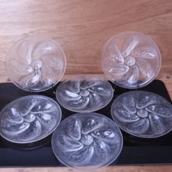 Lot de 6 assiettes à huitres vintages années 70 Arcoroc