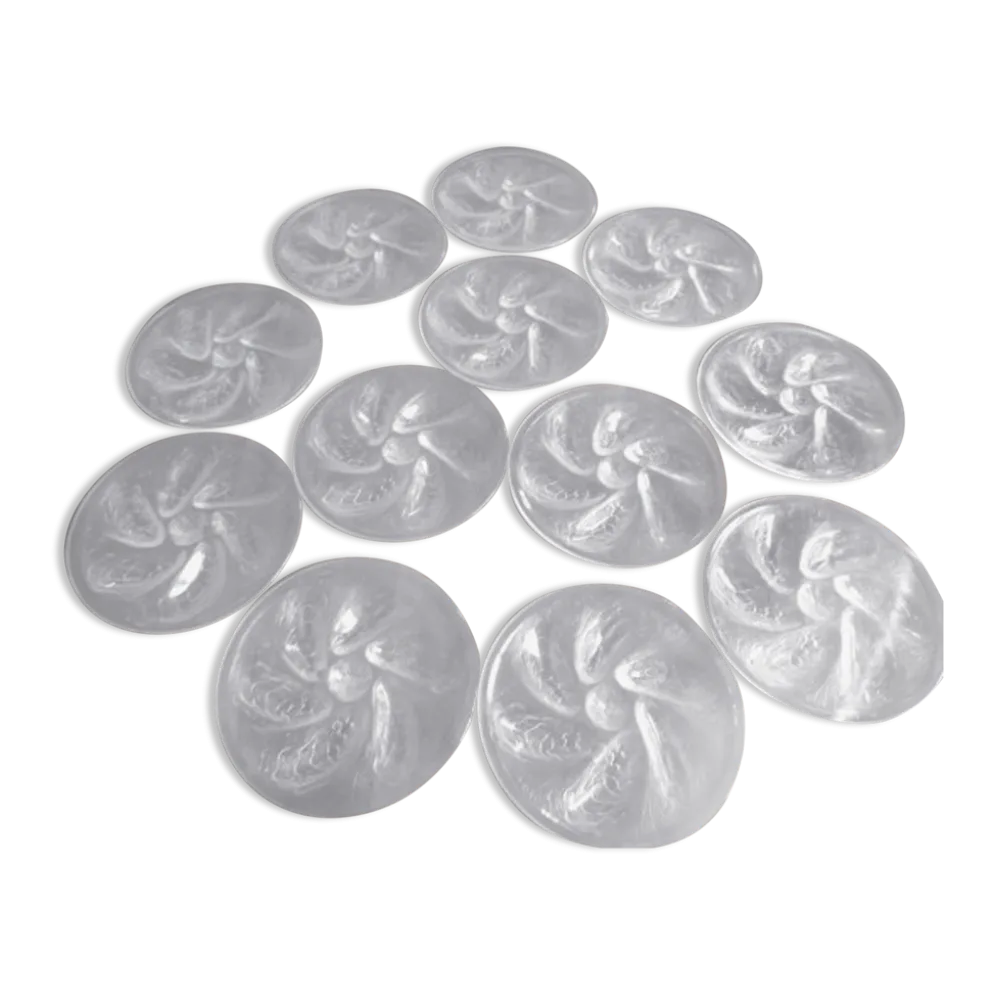 Lot de 12 assiettes à huitres vintages années 70 Arcoroc